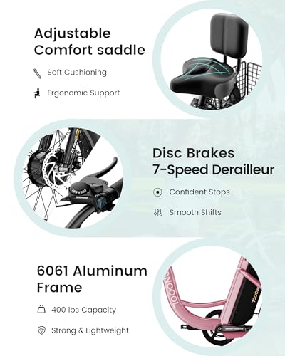 Image of MOONCOOL Electric Tricycle for Adults, 20 inch x 4 inch Fat Tire Electric Trike, 48V 500W Motorized Electric Bicycle Bikes, 3 Wheels 7 Speed Ebike with Removable Battery, Aluminum Frame & Large Basket