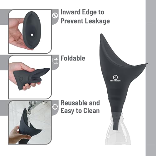 Slick- Female Urination Device, Gray Female Urinal, Urinal for Women, Pee Funnel for Women, Womens Pee Funnel, Portable Urinal for Women, Female Pee Funnel, Womens Urinal Funnel, Womens Urinal