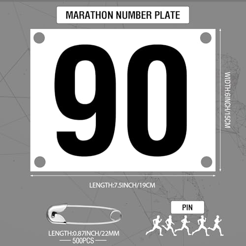 image for Hanaive 100 Pieces Running Bib Numbers with Safety Pins for Marathon S