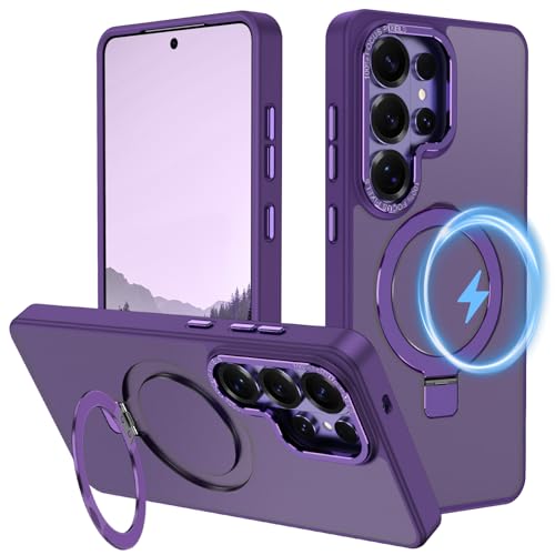 Hekodonk for Galaxy S26 Ultra Case with Magnetic Invisible Ring Stand,Compatible with Magsafe,Slim Translucent Matte Back Shockproof Drop Protective Case for Samsung Galaxy S26 Ultra,All Purple