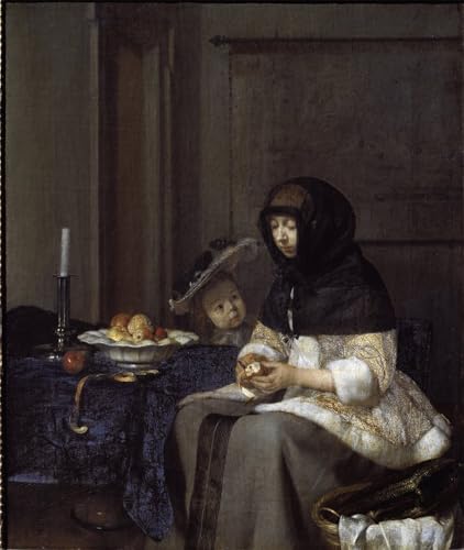 Affiches et Gravures Impression Sur Toile une mère épluchant un fruit Ter Borch