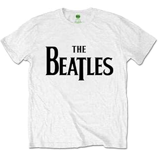 Boys’ Beatles Drop T Logo Childrens T-Shirt White - Les Beatles, Paul McCartney, John Lennon, RIngo Starr, George Harrison