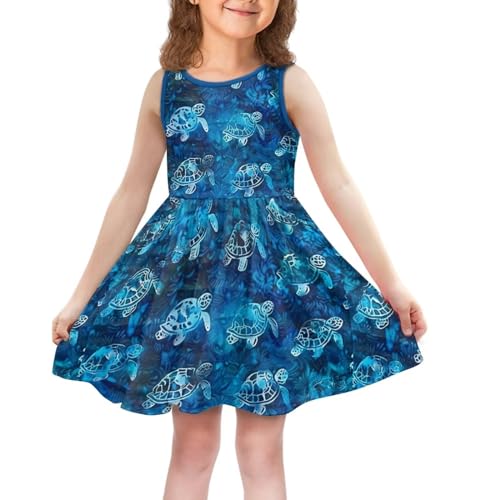 Girls Sleeveless Dresses with Pockets Casual Twirly Dresses for Girls 3-14 T