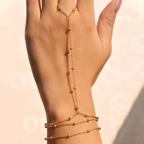 YANCHUN Hand Chain Bracelet Ring Bracelet Hand Chain Trendy Gold Bracelets Adjustable Rhinestone Hand Jewelry Gifts for Women YANCHUN Hand Chain Bracelet Ring Bracelet Hand Chain Trendy Gold Bracelets Adjustable Rhinestone Hand Jewelry Gifts for Women - Image 2