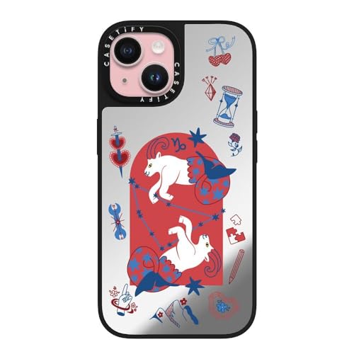 Coque miroir pour iPhone 15 CASETiFY Capricorne Argent luxe antichoc MagSafe