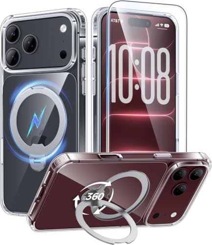 FNTCASE for iPhone 18 Pro /iPhone 17 Pro Case with 360 Spin Magnetic Stand