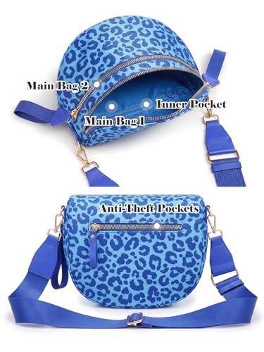 Image of Pure Colour Crossbody Bag Bum Bag for Women,Spacious Purse Fanny Packs Belt Bag,Oversized Bum Bag (Rainbow Blue Leopard Bum Bag)