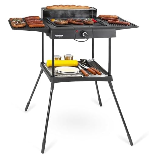 Stagecaptain EBBQ-2000 Elektrogrill 2000W - 3in1 Grill - Tischgrill, Standgrill mit Grillrost und Grillplatte - BBQ Für innen und Außen - Antihaftbeschichtung und Fettauffangschale - Stufenlos
