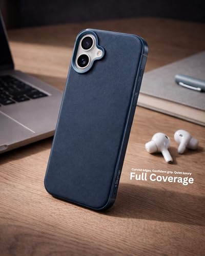 Image of SkynUp Linea Premium Leather Back Cover Case for iPhone 17 | MagSafe Compatible | Blue