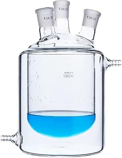 1000ml Four Necks Glass Jacketed Flask Reactor Vessel Double Layer Flask Beaker Round Bottom-24/24/24/24 Joint
