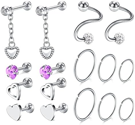 D.Bella 16G Clear UV Flexible Acrylic Lip Piercing Retainer Labret Studs Lip Ring Tragus Helix Cartilage Earring Stud Monroe Medusa Piercing Retainer
