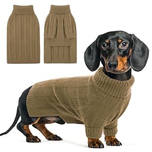 Queenmore XSmall Dog Sweater,Small Sweater for Dog,Soft Knitted Dogs Sweater Christmas Clothing,Turtleneck Pullover Puppy Sweaters for Dogs Girls Boys,Cozy Pet Knitwear for Teacup,Chihuahua(Camel,XS)