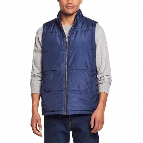 Weatherproof Vintage Men's Flannel Lined Puffer Zip-Front Vest, Blue, Size