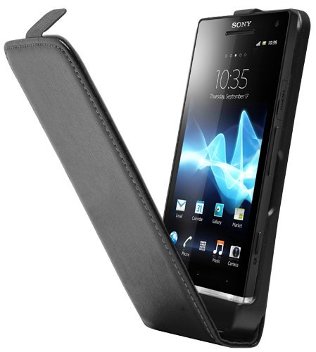 Modelabs Etui Compatible pour Sony Ericsson Xperia S Cuir Noir