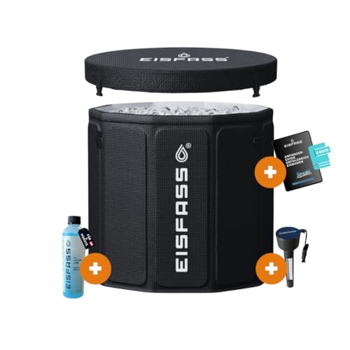 Eisfass® Easy Premium Eisbad für Zuhause zum Eisbaden (77cm Ø x 67 cm, 250L) Patentiert in Europa - Kältetherapie Eistonne für Kryotherapie, Sportler & Anfänger, inklusive Zubehör