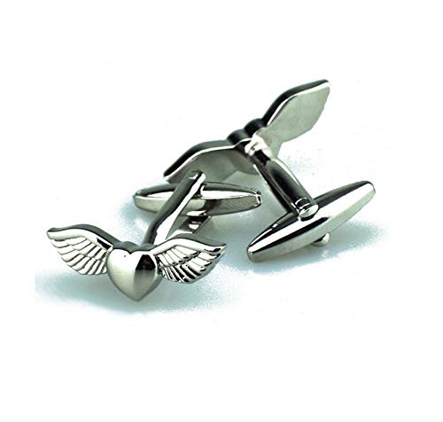 Mancuernillas hombre alas y corazón plata KnBoB miniatura 1
