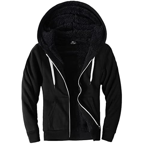 SCODI Hoodies for Men Heavyweight Fleece Sweatshirt - Full Zip Up Thick Sherpa Lined Charcoal Black XL Cover