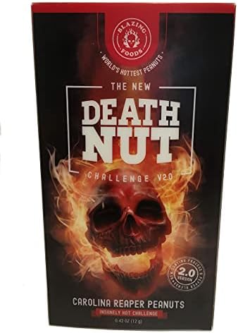 The Death Nut Challenge Version 2.0 Carolina Reaper Peanuts new and improved with better flavor, crunch, pepper blends including Ghost Pepper, Moruga Scorpion!