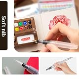 Mini zestaw akwarelowy z drewnianą paletą i szkicownikiem, 8-siatkowa paleta magnetyczna (składana), papier akwarelowy, 3 pędzle wodne, przenośny artysta i podróż