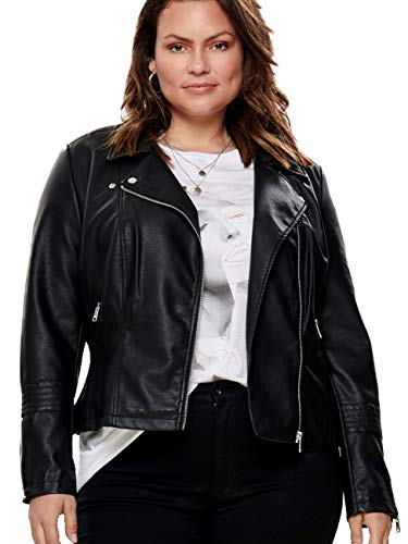 ONLY CARMAKOMA Caremmy Faux Leather Biker Noos Chaqueta, Negro (Black), 44 para Mujer