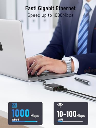 Image of Lemorele USB C to RJ45 Ethernet Network Adapter with PD 100W, Plug and Play, USB C to Ethernet LAN RJ45 Adapter for MacBook Pro /Air M1, Compatible with Windows, ChromeOS, Linux, XPS, etc.