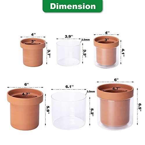 Phoenix Vine 10,2 cm 15,2 cm selbstbewässernder Pflanztopf aus Terrakotta-Ton, mit Glasspeicher für Zimmerpflanzen, Kräuter, Blumen… – Ansicht 3