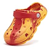 HOBIBEAR Boys and Girls Classic Graphic Kids Garden Clogs Slip on Water Shoes (Reddish Orange-Size 1.5 Little Kid)