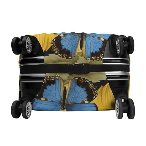 Yellow Sunflowers With Blue Butterflies Printed Luggage Cover Protector, Fits 18-32 Inch Luggage 6