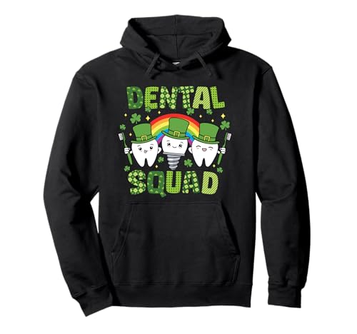Dental Squad Diente Divertido Lucky Rainbow Día de San Patricio Sudadera con Capucha