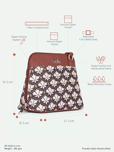 Image of ZOUK Printed Vegan Leather Out Of Office Sling Bag With Adjustable Strap For Women's Girls