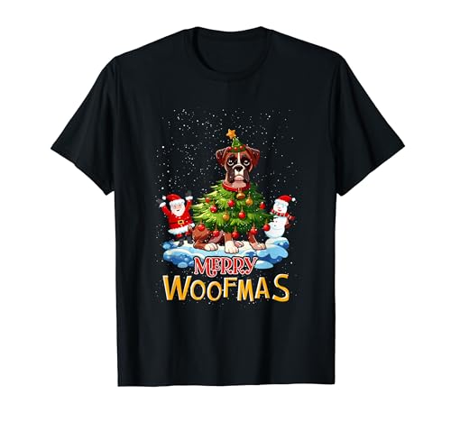 Boxer Merry Christmas Tree Lights Dog X-Mas Dogs Camiseta