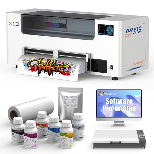 DSV A3 i3200 DTF Printer with Oven&Laptop &ndash; 50 sq.ft/hr Fast Printing, i3200 Printhead, Auto Cleaning & White Ink Circulation, Heated Platform for T-Shirt/Hoodie/Bags, 2-Year Ink Include