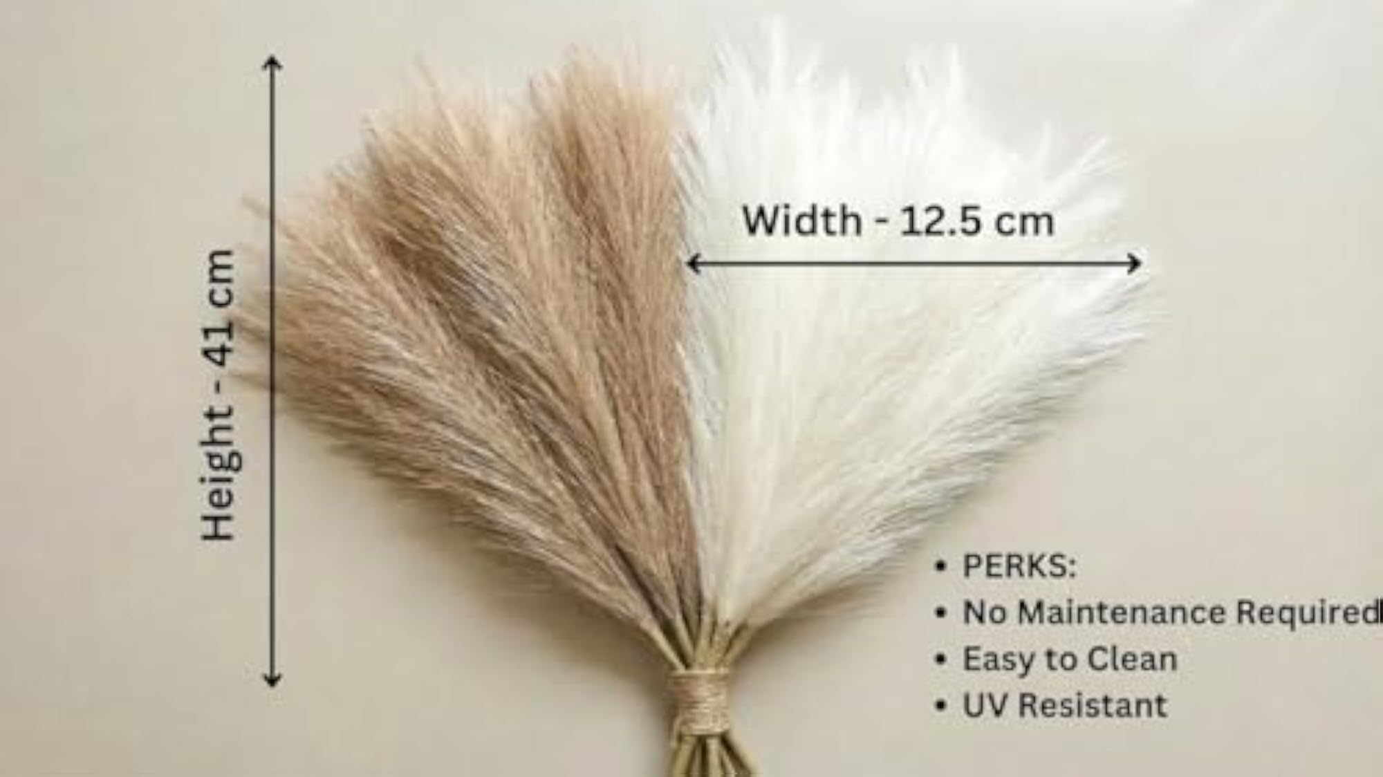 Faux Pampas Grass Flower Arrangement, 41cm for Boho Decor