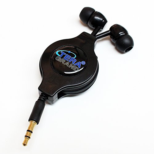 Tera Grand RETA-WV02B Retractable In-Ear Stereo Headphone, 4' - New & Improved 2017 Model