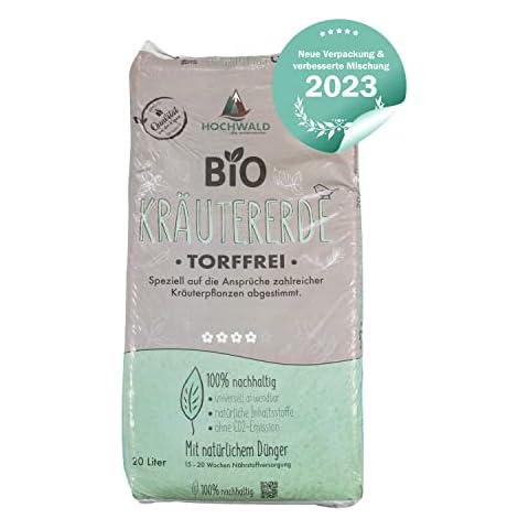 Hochwald - Bio Kräutererde 20 L torffrei mit nachhaltigem Langzeitdünger - Erde mit Natur Dünger für Kräuter Cover