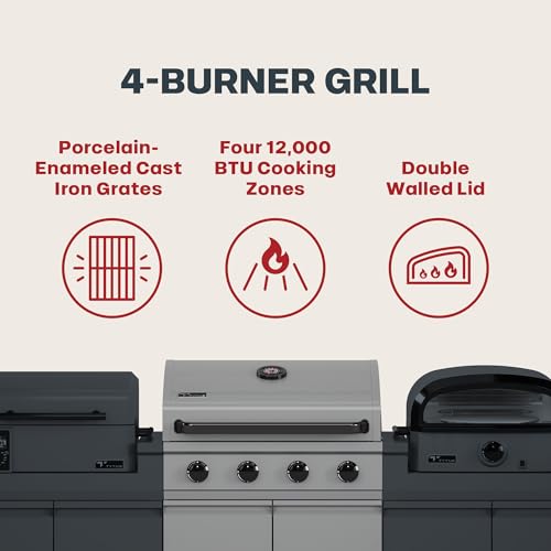 Tytus Anaheim 4-Burner Gas Grill with Two Prep Carts, Pellet Smoker, and Pizza Oven with Cover - Modular Outdoor Kitchen, Quick Assembly, Grill for Outdoor Cooking, Kitchen Island for BBQ - Image 9