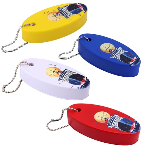 Image of Gosknor 4pcs Boat Key Floating Keychain, High Visibility Waterproof Floating Boat Key Chain Ring Sailing Ship Keyring Pendents Losing Prevention Accessories for Fishing Surfing Rafting Water Skiing