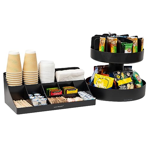 Mind Reader Cup and Condiment Station, Snack Carousel Set, Countertop Organizer, Pantry, 17.875"Lx9.5"Wx6.625"H, 2 Pcs., Black by Mind Reader - Used condition - US$23.00