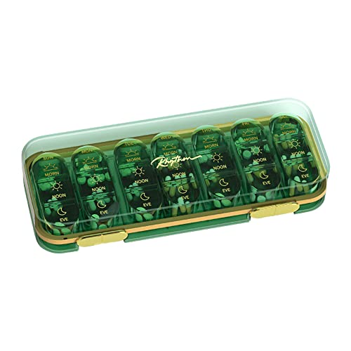 Zonlong Pill Organizer, Weekly Pill Dispensers, 3 Times A Day, 7 Day Pill Box, Large Compartments Travel Pill Container, Moisture-Proof Medicine Case For Fish Oil Vitamins Pills (Transparent Green) #TOP3