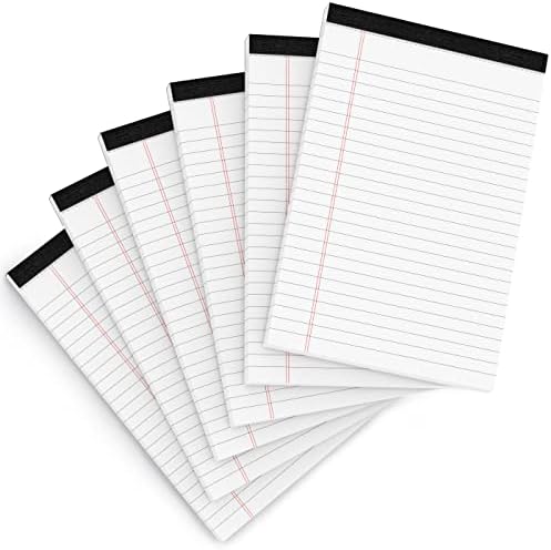 Legal Pads 5x8 Inch Writing Pads for Office Note Pads 5x8 for Work 80 GSM Paper College Ruled Legal Pad To Do List Notepad 30 Sheets 6 Pack Notebook Writing Pad Notepads for Grocery List Shopping List