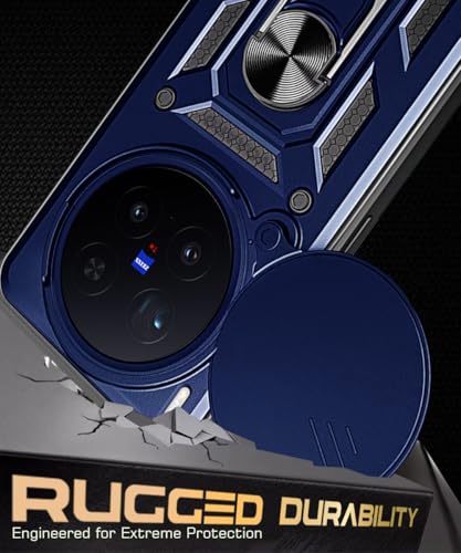 Image of WOW IMAGINE Tough Armor Bumper Mobile Back Case for Vivo X300 Pro 5G | Sliding Camera Cover | Shock Proof 360 Protection | Hybrid PC + TPU | Ring Holder with Kickstand - Blue