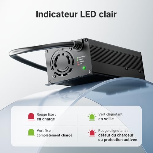 Chargeur LiFePO4 Redodo 29,2V 20A pour batterie lithium fer phosphate