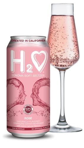 H2o Sparkling Rosé – Bright & Crisp | Non-Alcoholic Wine-Infused Beverage from California | 0.0% Alcohol | No Added Sugar, Low Calorie | 1 x 12 fl oz Cans