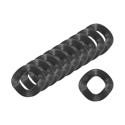 uxcell Wave Spring Washer, 200Pcs 0.39"x0.2"x0.01" (ODxIDxT) - Iron Curved Washer for Screw Bolt, Wave Washers Gaskets for Machinery (Black)