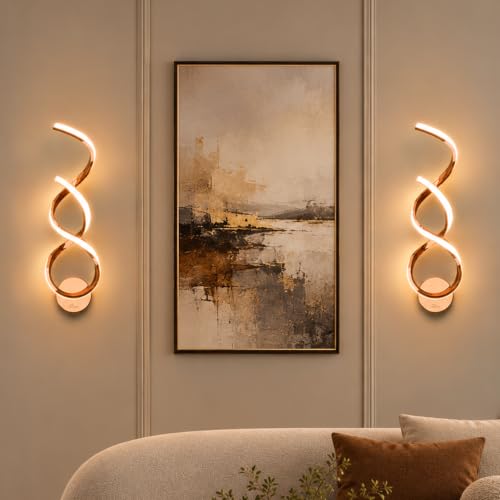 Image of Murphy Twistra Elegant LED Wall Lamp for Home - 2 Years Warranty - Modern Aluminium Light with 3 Color Modes (Rose Gold, Pack of 2)