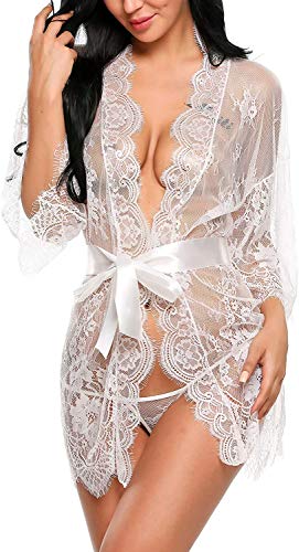 Image of Pratiharye Babydolls Sexy Lingerie for Honeymoon- Baby Doll Night Dress Sexy- Babydoll Dress Women- Babydoll Lingerie- Eye Lace Robe /Kimono -Night Dress Sexy- Net Robe