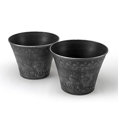 Set of 2 Decorative Planter Rustic Medieval/French Country Look Flower