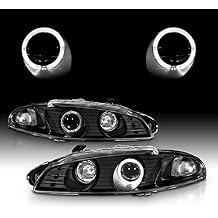 AmeriLite Projector Headlights G2 1 Halo Black for Mitsubishi Eclipse - Passenger and Driver Side