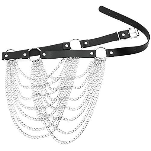FM FM42 Multicolor PU Simulated Leather Silvert-tone O Ring Chain Tassel Adjustable Waist Belt4