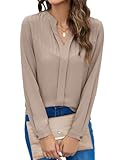 Blooming Jelly Women's Dressy Casual Tops Business Outfits Blouses Fall Long Sleeve Dress Shirtrs 2025 (Large,Khaki)